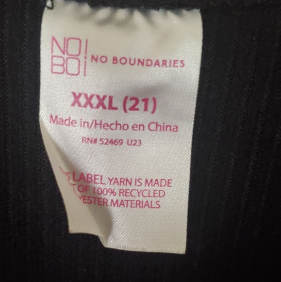 No Boundaries XXXL (21) Black Soft Long Sleeve - Picture 3 of 3
